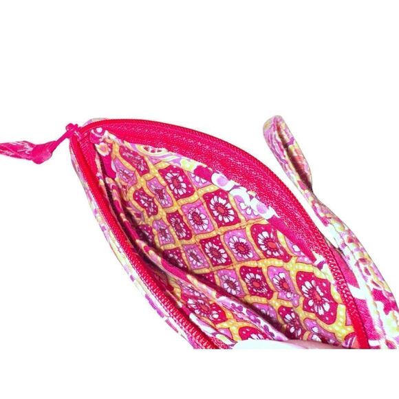 VERA BRADLEY Zip Vera Bradley maroon, cream, orange and pink Quilted Zip Wristle - Picture 2 of 5